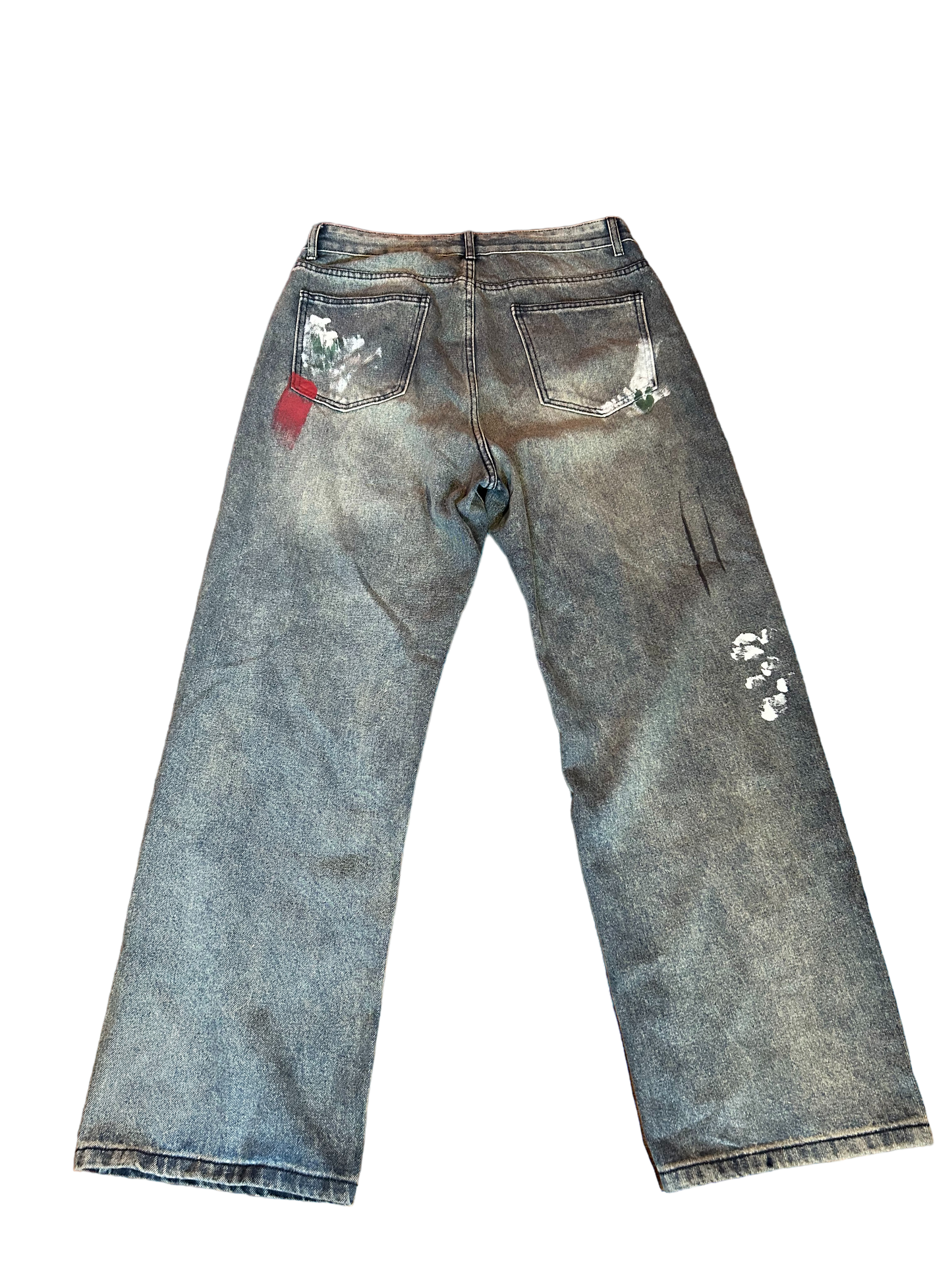 Distressed Splatter Washed Jeans